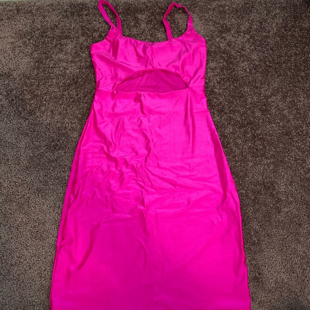 Pink mini dress with cutout